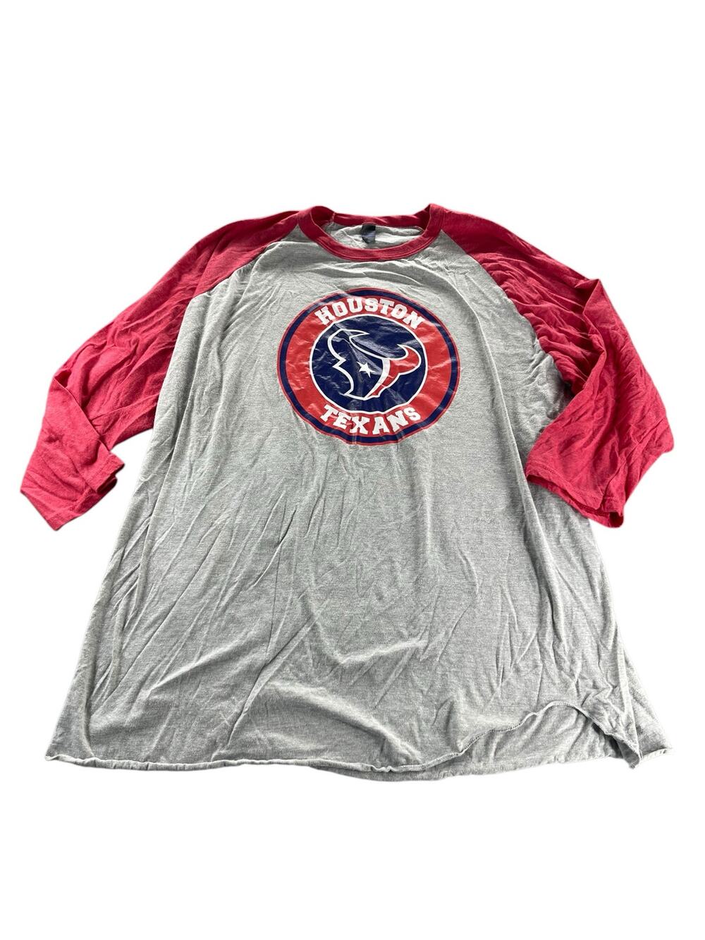Houston Texans Tultex Gray Red Graphic Long Sleeve T-Shirt Men's Size XXXL